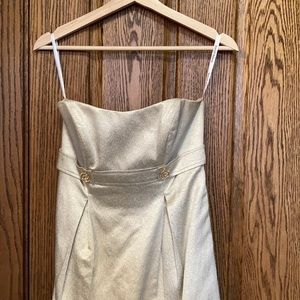Vintage strapless white gold dress